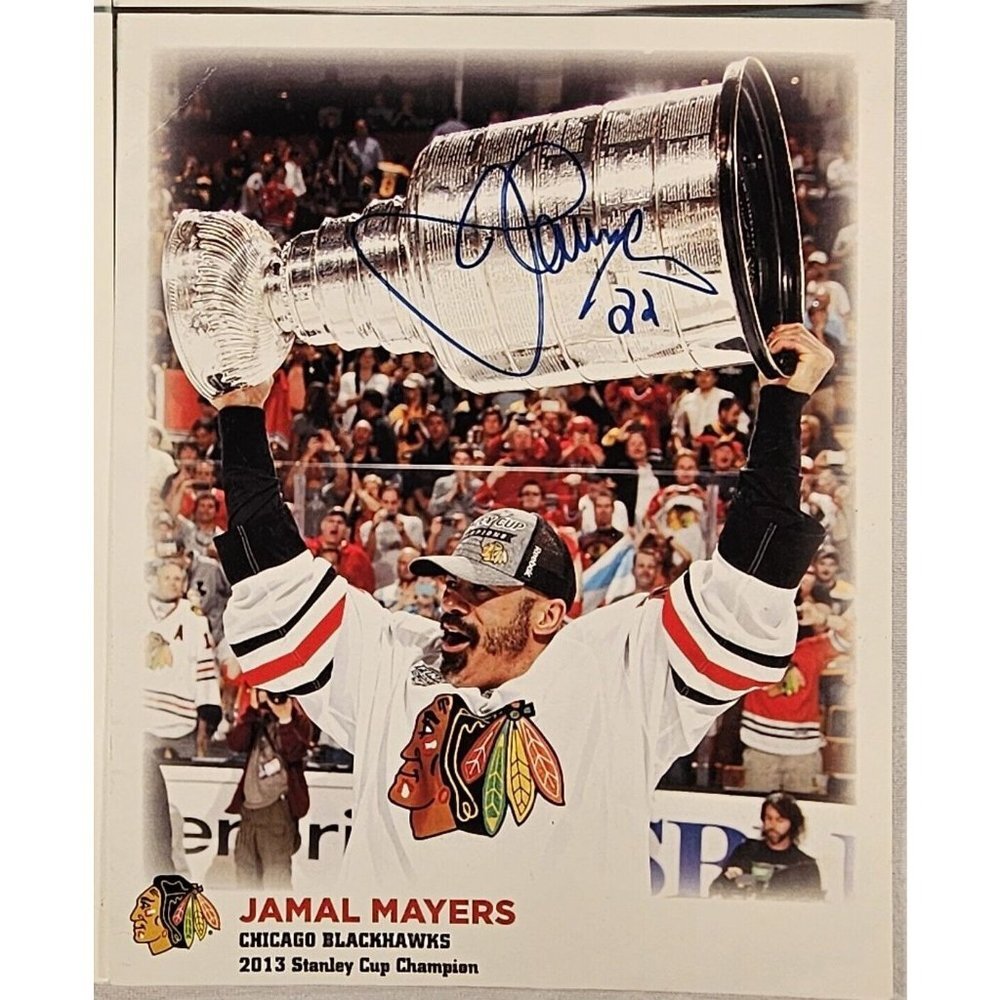 Jamal Mayers Chicago Blackhawks 2013 Stanley Cup Champion Signed 8x10 Photo Card - Picture 2 of 6